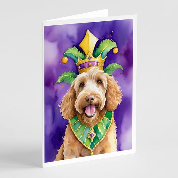 Labradoodle King of Mardi Gras Greeting Cards Pack of 8 7 in x 5 in