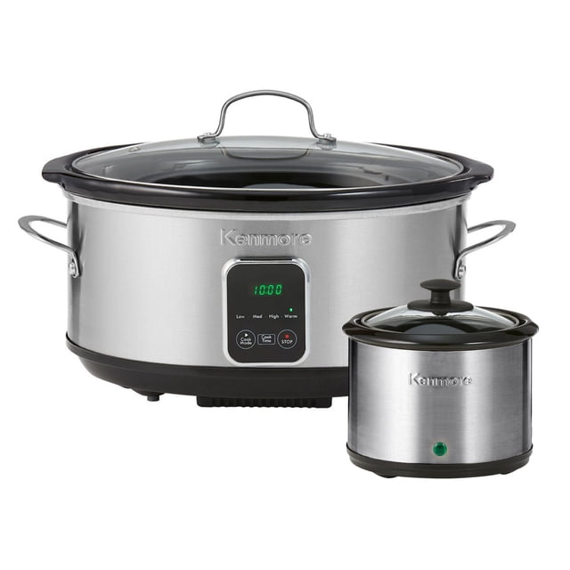 Kenmore Mijoteuse Programmable de 7 QT (6,6 L) et Trempette, Noir Argent