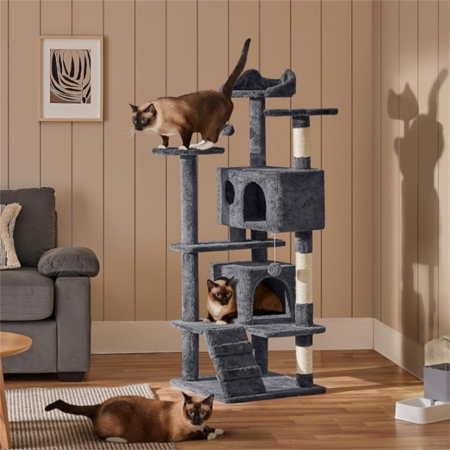 54in Cat Tree Tower Condo Furniture Scratch Post for Kittens Pet House Play