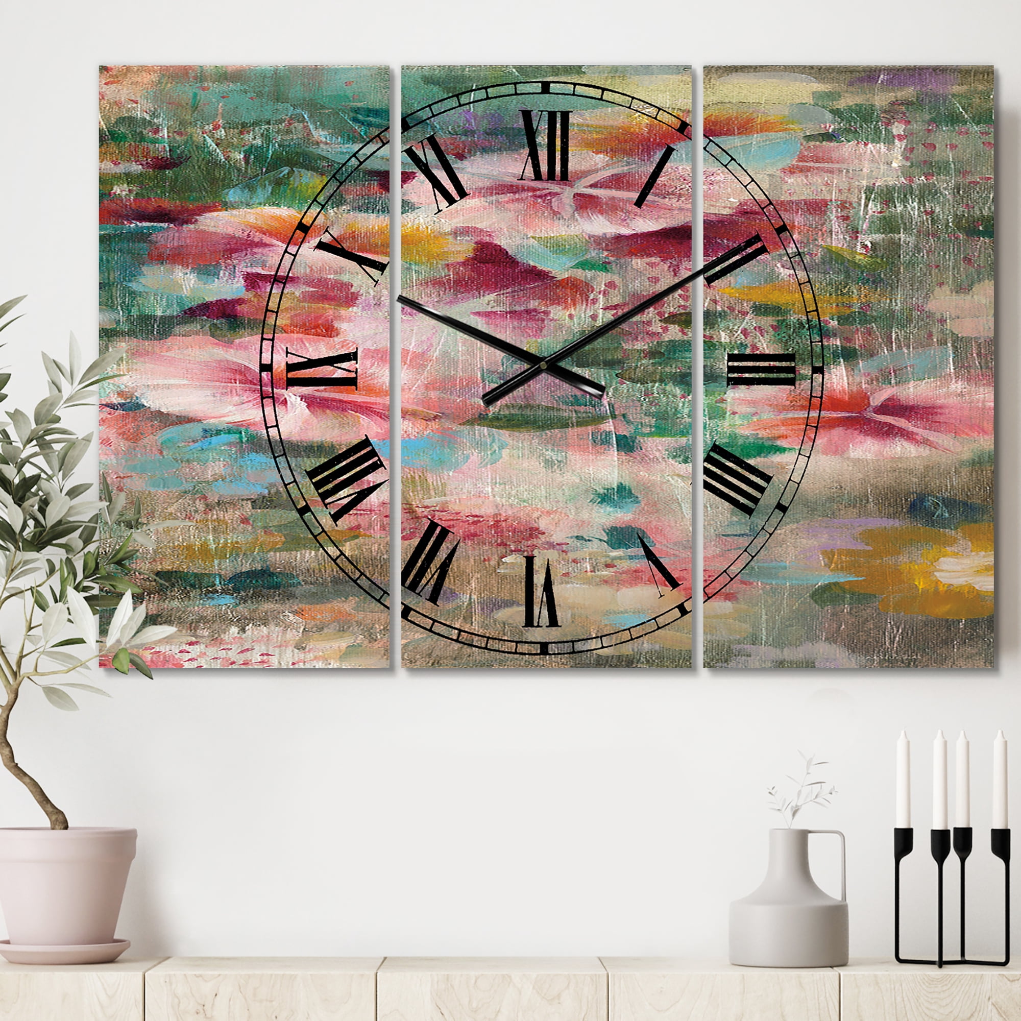 Designart 'Flower Shower III' Lodge wall clock