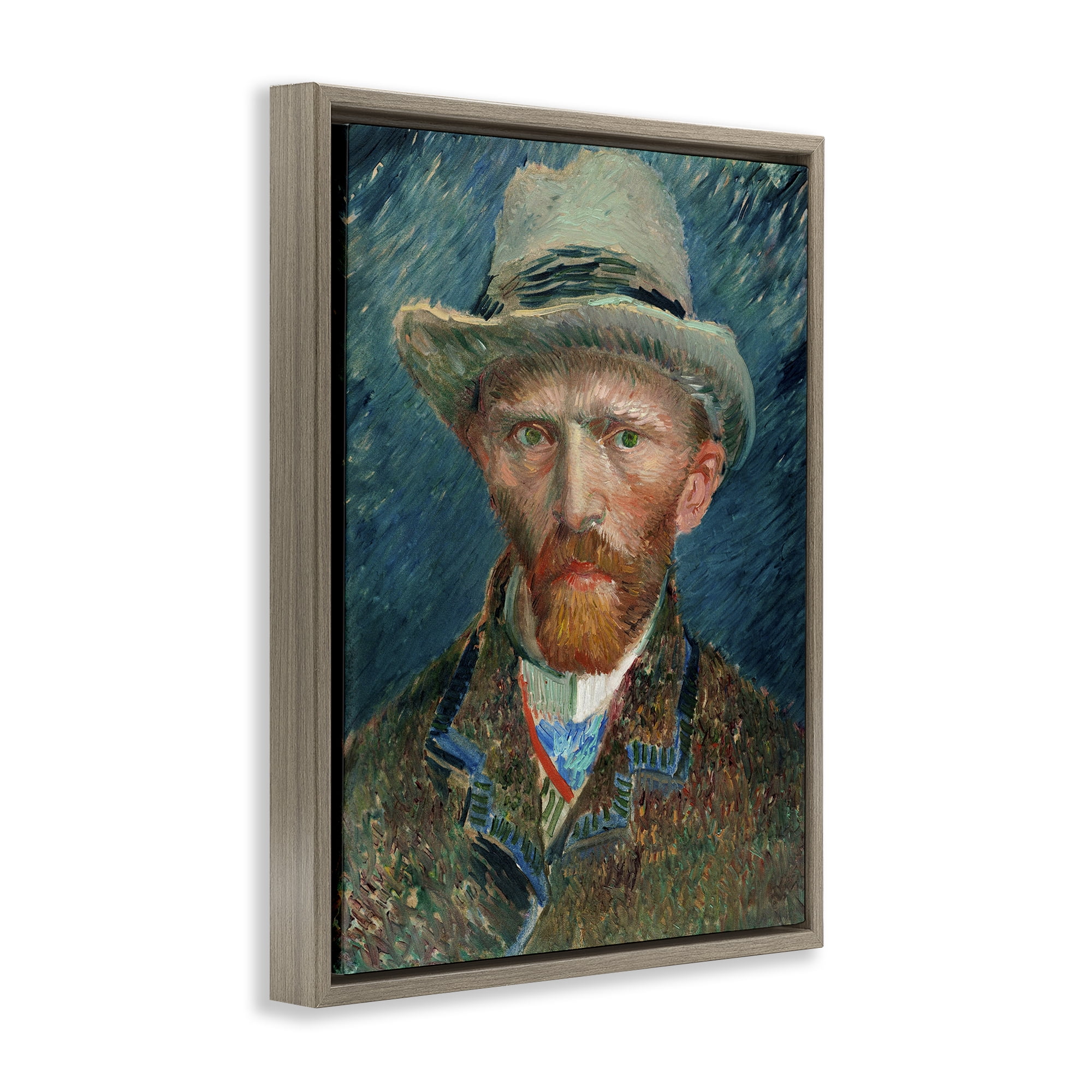 Stupell Industries Classic Van Gogh Portrait People Painting Brown Floater Framed Canvas Art Print Wall Art, 25 x 31
