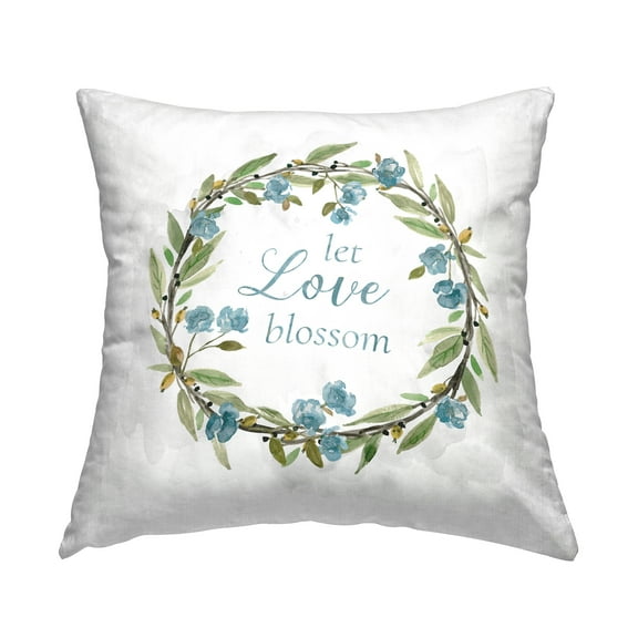 Stupell Industries Let Love Blossom Wreath Decorative Printed Throw Pillow Design by Carol Robinson.