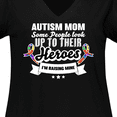 thumbnail image 4 of Inktastic Autism Awareness Autism Mom with Puzzle Ribbons Women's Plus Size V-Neck T-Shirt, 4 of 5