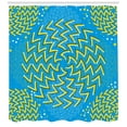 thumbnail image 3 of Ambesonne Illusion Shower Curtain, Illusionary Spinning Lines, 69"Wx75"L, Yellow Green Sky Blue, 3 of 3
