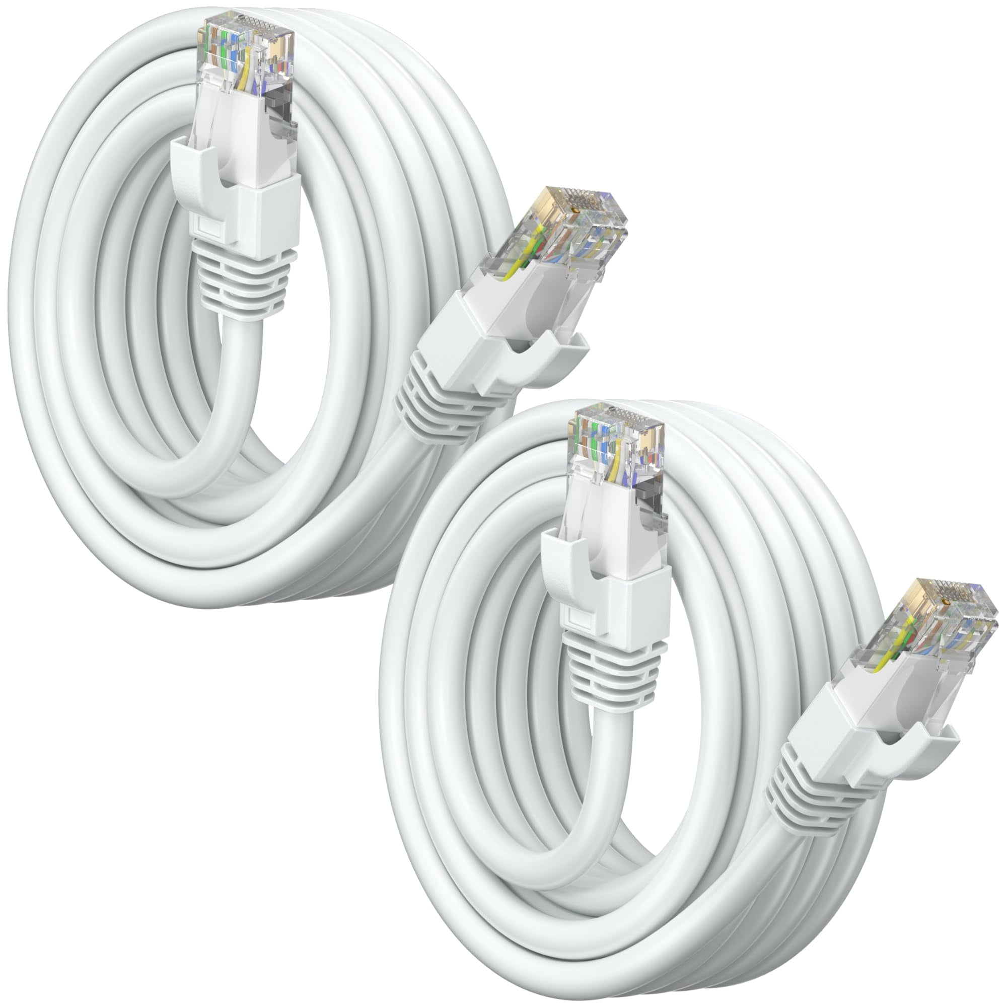 Maximm Cat 6 Ethernet Cable 8 ft (2-Pack) - High-Speed LAN Cable, Internet Cable, Patch Cable, and Network Cable - UTP, 10Gbps, 550MHz Ethernet Cord - White