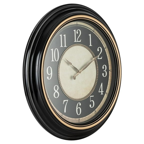 Norden 23-inch Wall Clock, Silent, Non-Ticking, 3-D Dial, Easy-to-Read, Battery Operated, Glass Face Cover