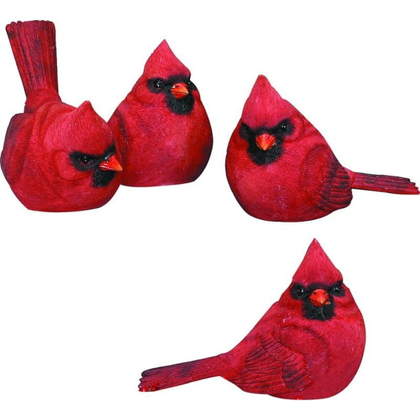 Set of 4 Large Resin Cardinal Figurines