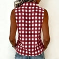 thumbnail image 5 of yardsong Tank Tops for Women Gingham Peter Pan Collar Button Down Shirts V Neck Sleeveless Blouses Summer Business Work Top Wine,XXL, 5 of 8