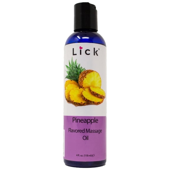 Lick Pineapple Flavored Body Massage Oil – Hydrating, Non-Greasy, Skin-Friendly Formula for Adults– 4 fl oz