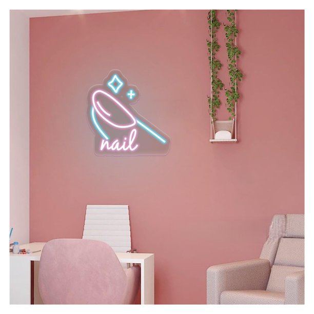 Letrero De Neón Para Salón Uñas, Ideal Para Decoración Pared Belleza Y Spa, Con Luz Regulable 39cmx40cm
