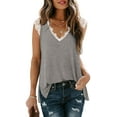 thumbnail image 1 of Womens Tank Tops V Neck Lace Side Split Summer Sleeveless Tops, 1 of 5