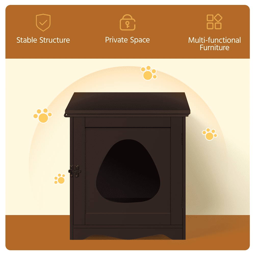 Renwick Enclosed Cat Litter Box End Table, Espresso