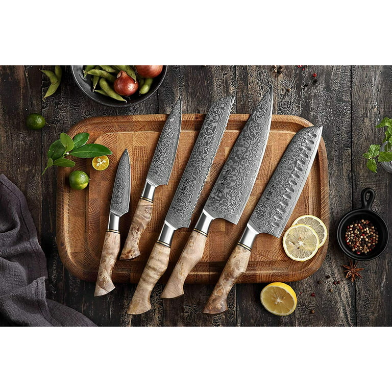 HEZHEN 7PCS Kitchen Knives Set Professional Forging Damascus High