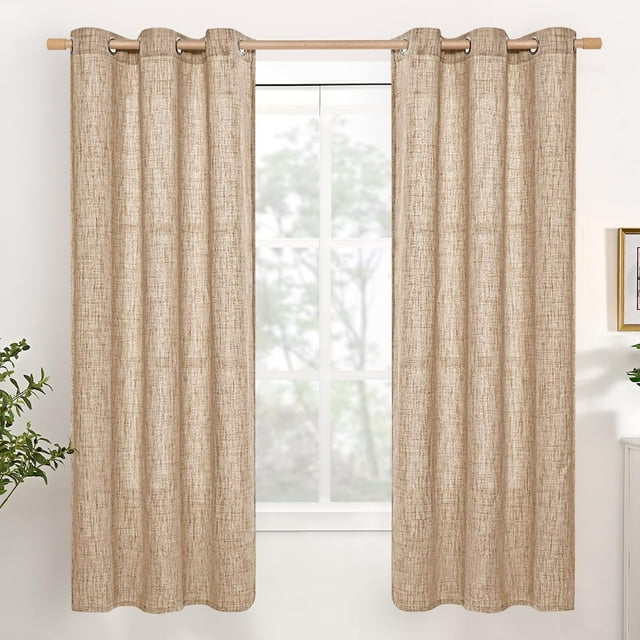 Natural Linen Curtains Long for Living Room Bedroom Groet Top Light Filtering Privacy Linen Textu Window Semi Sheer Drapes Birch Panels x
