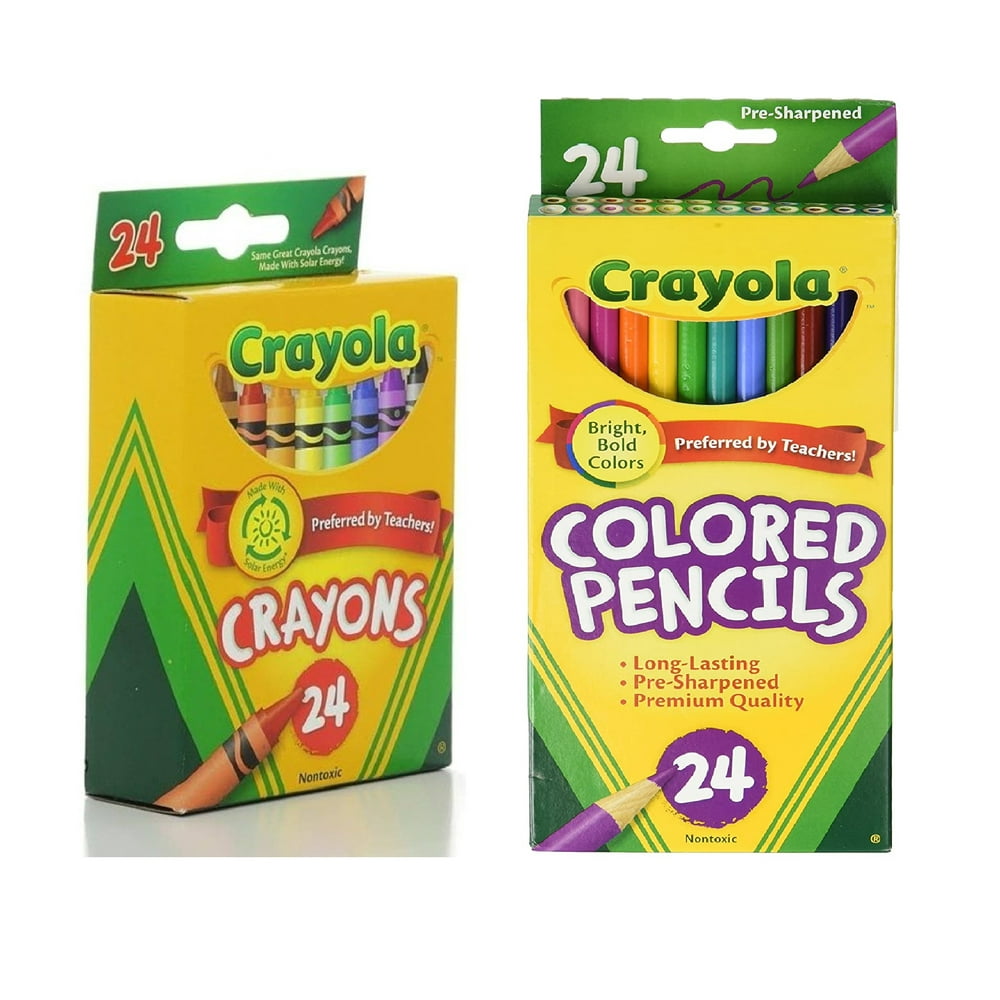 Crayola Crayons Box, & Crayola Classic Colored Pencils, 24 Count's, 2 Pack