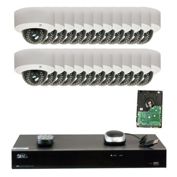 GW Security 32CH H.265 4K NVR 5-Megapixel (2592 x 1920) 4X Optical Zoom Network Plug & Play Video Security System, 24pcs 5MP 1920p 2.8-12mm Motorized Zoom POE Weatherproof Dome IP Cameras
