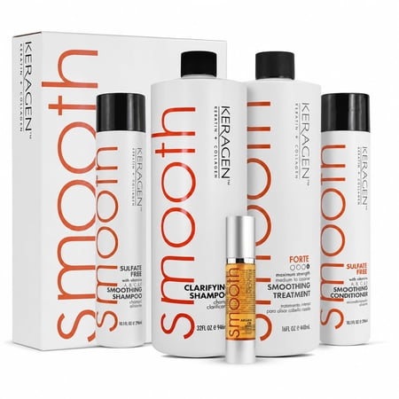 Keragen Brazilian Keratin Hair Treatment - Premium Straightener Cream, Sulfate-Free Anti-Frizz Products, Perfect Straightening Solution for Dry & Damaged Hair, Kit Combo Set