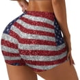 thumbnail image 2 of Kdxio America Flag Glitter Print Workout Shorts for Women Seamless Soft Smooth Gym Yoga Scrunch Active Shorts, 2 of 5