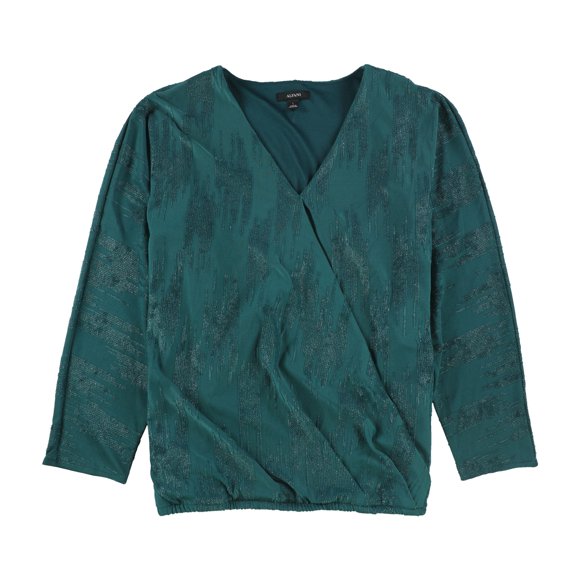 Alfani Blusa con textura para mujer, verde, extragrande