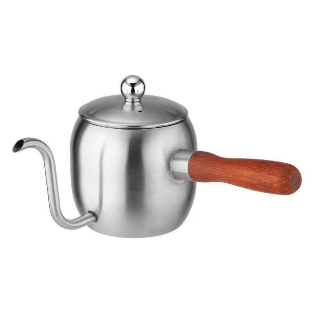 Hervidor de café pequeño de 20 oz, tetera de cuello de cisne de acero inoxidable 304, agua caliente por goteo para té, café Ormromra LH-1117