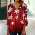 thumbnail image 2 of gakvbuo Christmas Sweater for Women 3/4 Sleeve Pullover Tops Fall Tunic Blouse Hoodless Sweatshirt 1, 2 of 5
