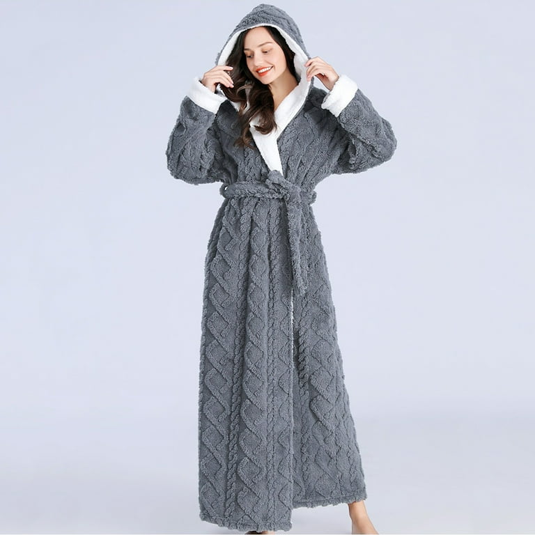 Ladies Dressing Gowns Fluffy,Hooded Long Nightgowns for Women UK Fleece  Robes Belted Full Length Bathrobes with Pockets Super Soft Plush Velvet  Flannel Pyjamas Winter Teddy Loungewear - Walmart.com