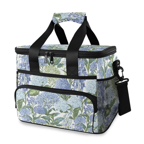 FORMRS Insulated Cooler Bag 24 Cans Capacity Soft Leakproof Lunch Box with Side Pockets, Vibrant Hydrangeas Pattern