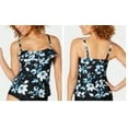 thumbnail image 4 of Island Escape BLACK/BLUE FLORAL Veronique Palisades Ruffled Tankini Top, US 8, 4 of 4