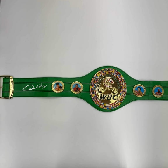 Autographed/Signed Oscar De La Hoya WBC Green Boxing Replica Championship Belt Beckett BAS COA