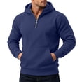 thumbnail image 5 of Men's Half Zip Hoodies Long Sleeve Pocket Loose Fit Casual Everyday Fall Winter Tops, 5 of 8