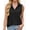 Black, variant on Venzia Women's Sleeveless Button Down Collared Blouse Loose Fit Casual Solid Color V-Neck Tank Top For Summer,XL