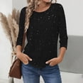 thumbnail image 7 of Staron Women's Casual Tops 3/4 Sleeve Round Neck Blouse Loose Comfy Fashion Basic Tee Shirt, Black M, 7 of 7