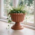 thumbnail image 3 of huayou Vintage European Pedestal Plastic Planter, Retro Fluted Urn Flower Pot for Hydroponic Greenery Patio Garden Home Decoration, 3 of 5