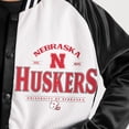 thumbnail image 4 of Women's Gameday Couture Black Nebraska Huskers Oversized Inner Drive Varsity Rhinestone Full-Snap Bomber Jacket, 4 of 5