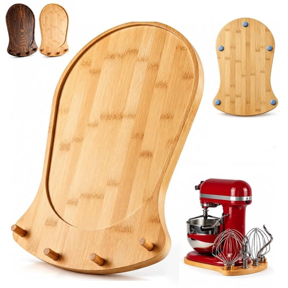 Wooden Stand Mixer Slider with Storage, Kitchen Countertop Sliding Tray Organizer Compatible with 5.5-7 Qt Mixers, Mixer Attachment Holder for Baking Kitchen
