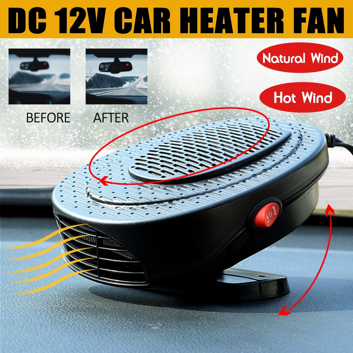 12V Portable Car Truck Fan Heater Defroster Demister Heating Warmer