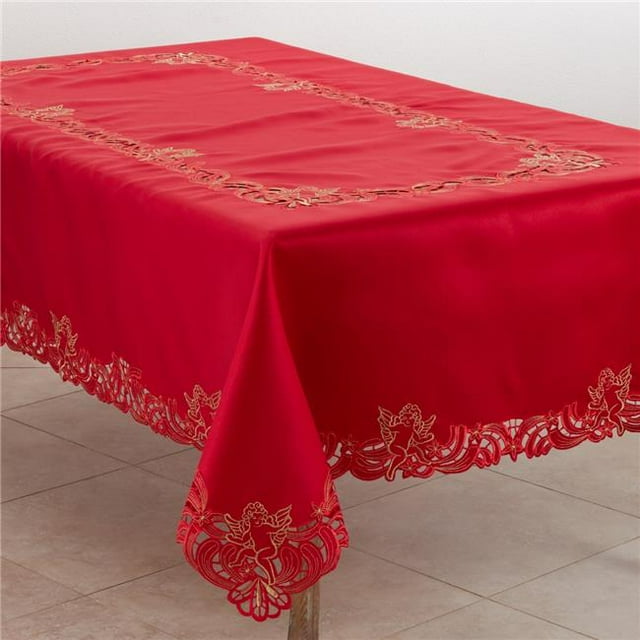 Saro Lifestyle 412.R65104B 65 x 104 in. Embroidered Cupid Design Tablecloth, Red