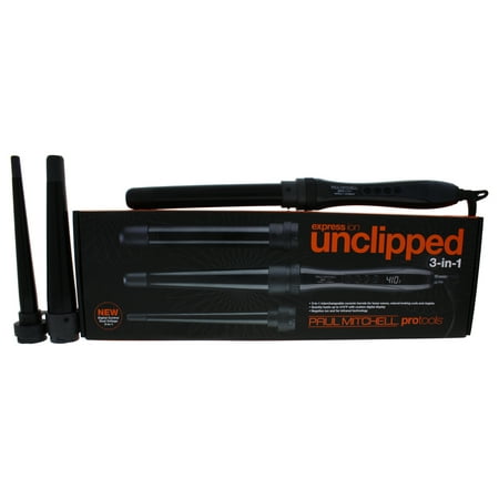 Paul Mitchell Express Ion Unclipped 3-in-1 Curling Iron - Model # 31INA - Black - 3 Pc Curling Iron 1.25 Inch Large Cone, 1 Inch Styling Rod, 0.75 Inch Small (Best Large Curling Wand)