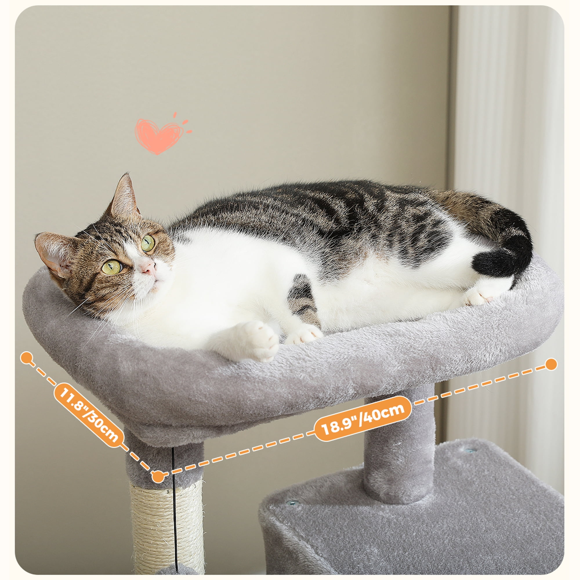 Pefilos 45" Modern Cat Tree House, Cat Condo for Indoor Cats, Activity Center Cat Scratching Tower for Kittens Toy, Gray Pefilos 45" Modern Cat Tree House, Cat Condo for Indoor Cats, Activity Center Cat Scratching Tower for Kittens Toy, Gray