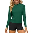 thumbnail image 2 of Odeerbi 3-14 Years Toddler Kids Teen Girls 2-Piece Long Sleeve Rash Guard Set Solid Color UPF 50+ Quick Dry Surfing Swimsuit with Boyshorts, 2 of 7
