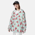 thumbnail image 4 of Pofeuu Watermelon Print Sun Protection Outdoor Lightweight Full Zip UV Cooling Hoodie Long Sleeve Summer Clothing for Outdoor Hiking-Large, 4 of 5