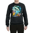 thumbnail image 2 of Pair of Dolphins Swimming in Ocean Animal Lover Unisex Crewneck Graphic Sweatshirt, Black, Medium, 2 of 3