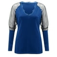 thumbnail image 2 of DuoJiaJ Ladies New Slim Elastic V-neck Printed Lace Sexy Long Sleeve Top Women’s Tank Tops Blue, 2 of 4