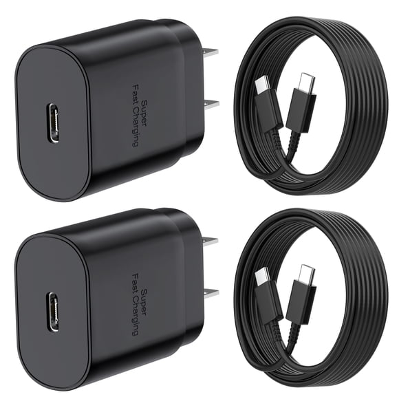 Cargador TT&C USB C de carga superrápida de 25 W para Samsung, paquete de 2