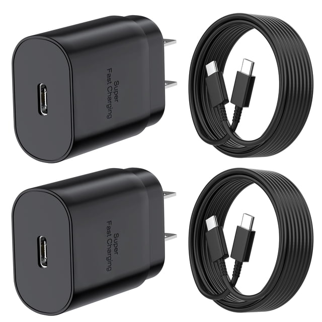 Cargador TT&C USB C de carga superrápida de 25 W para Samsung, paquete de 2