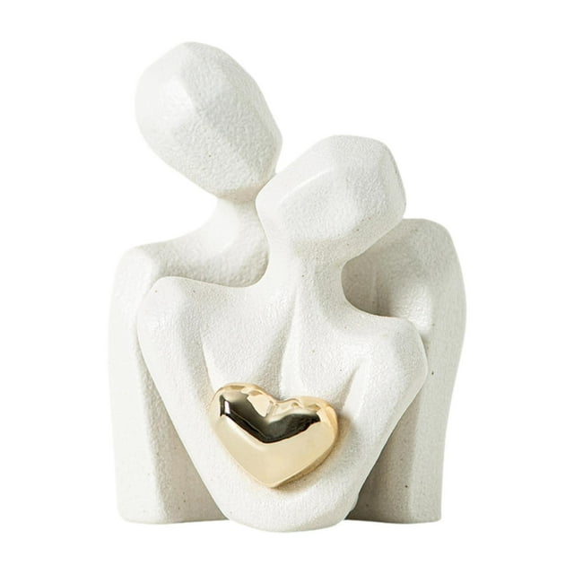 Estatua de pareja abrazada de cerámica, accesorios minimalistas multiusos románticos para Blanco