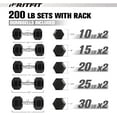 thumbnail image 6 of RitFit 200 LB Rubber Hex Dumbbells Set with Optional Dumbbell Rack, Multi Weight Set to Choose, Ideal for Home Gym and Fitness, 6 of 7