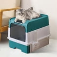 thumbnail image 3 of Cat Litter Box, Enclosed Removable Litter Boxs for Big Cats, Front Entry Top Exit Kitty Box Odor Control (Blue), 3 of 13