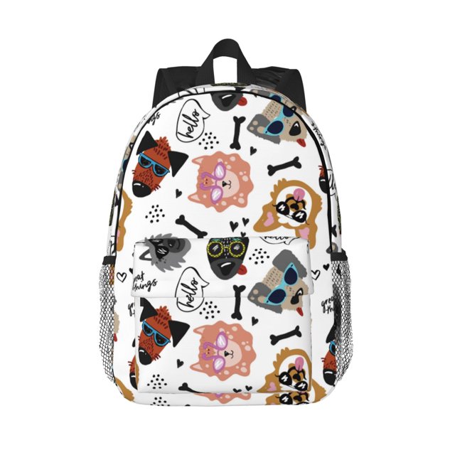 Easygdp Hip Hop Dog Mochila Ligera de 15 Pulgadas para Estudiantes, Mochila Cómoda para la Escuela y Viajes, Correas Ajustables