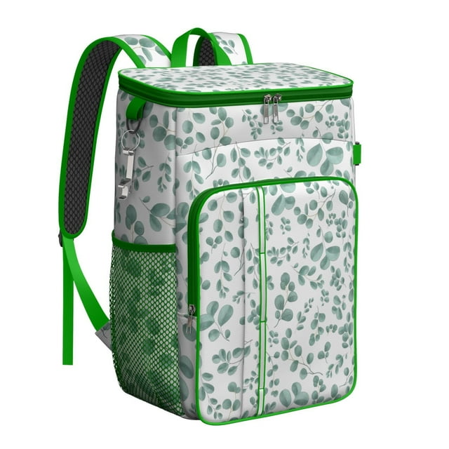 Rustic Country Wildflower and Bee Artwork Backpack Cooler, Waterproof Botanical Lunch Bag with Bright Colorful Design, Suitable for Camping, Hiking, Office